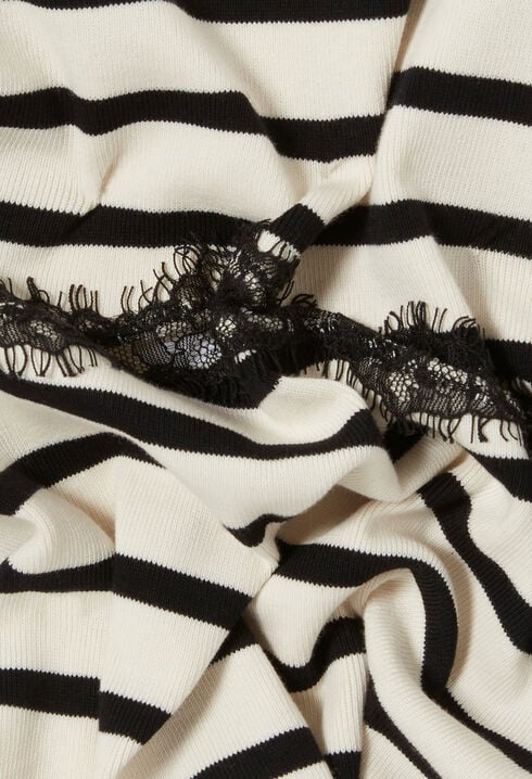 T-shirt coton dentelle marinière