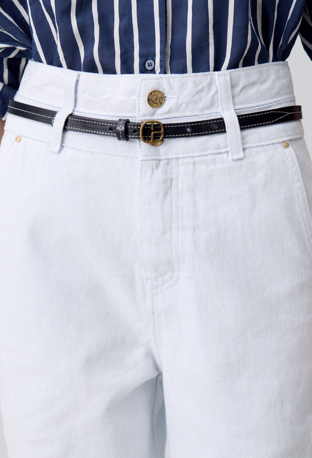 Ceinture cuir contrastée