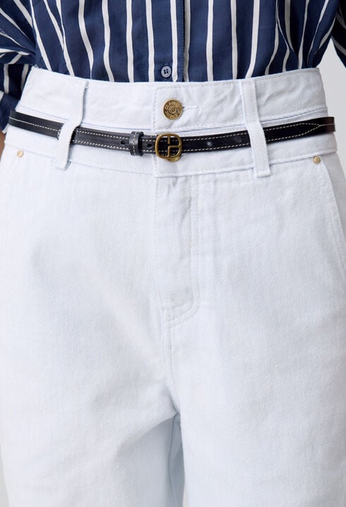 Ceinture cuir contrastée