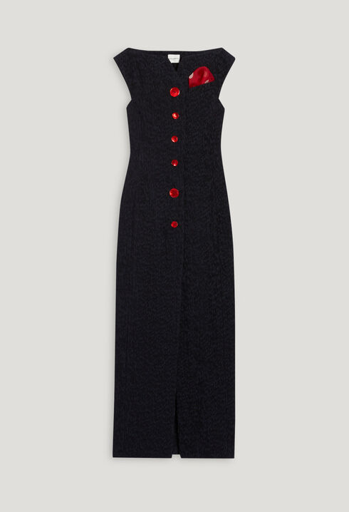 Robe longue col carr&eacute; marine