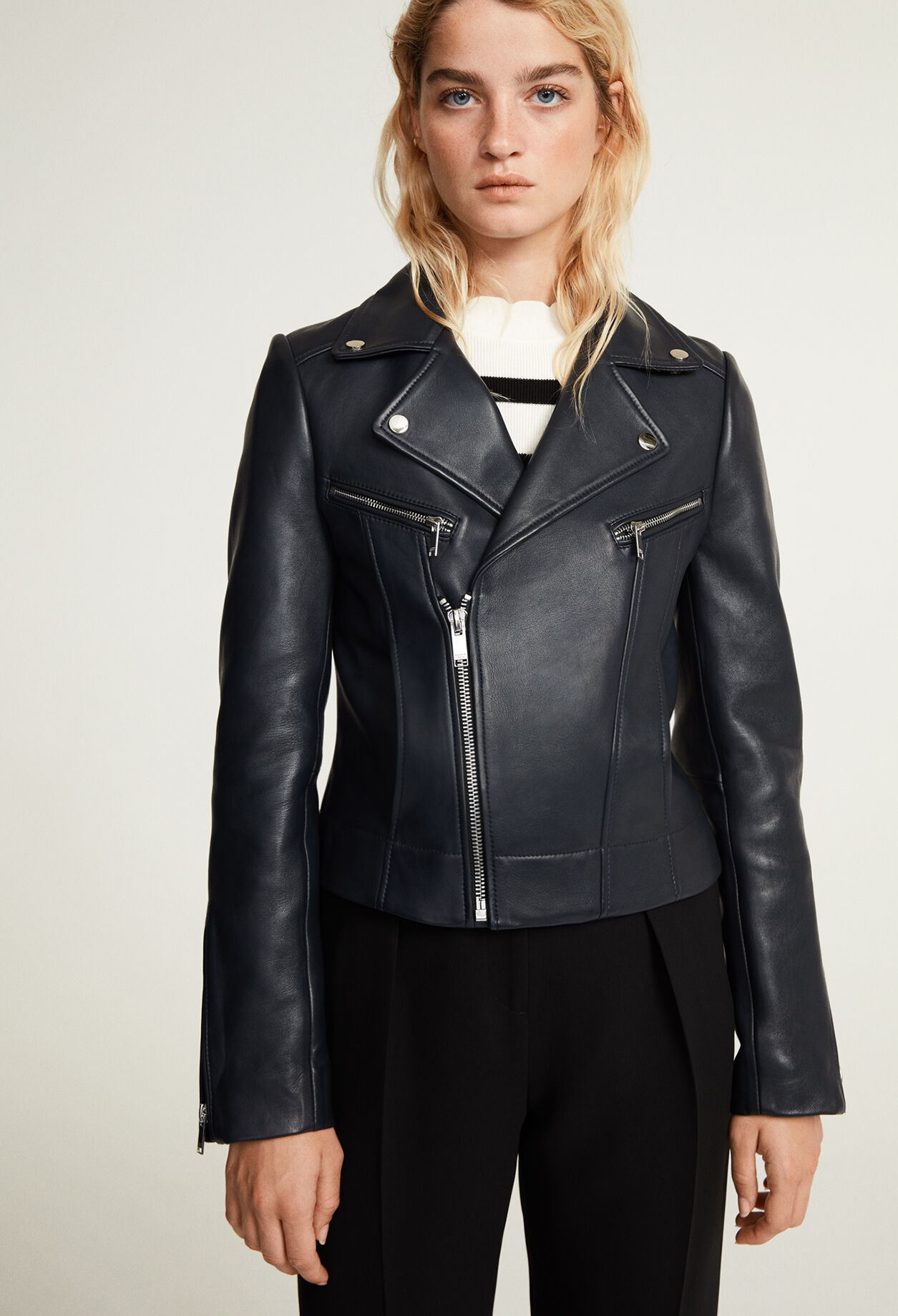 Blouson en cuir zippé