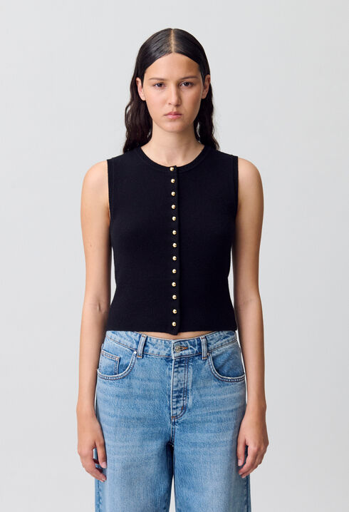 Top maille boutonné