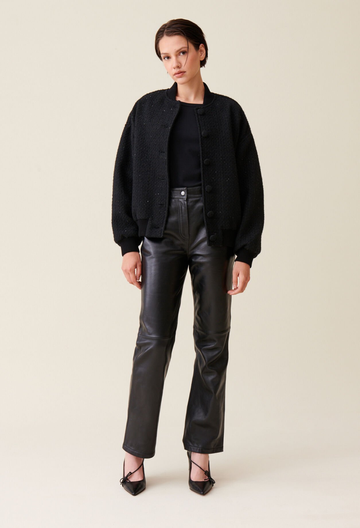 Bomber tweed noir