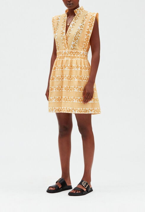 Robe courte en coton brodé