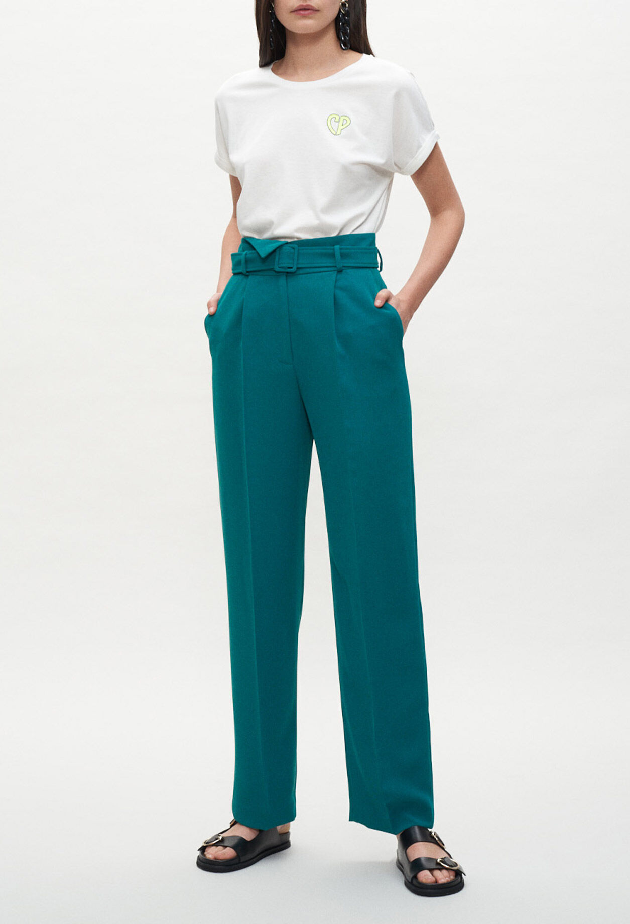 Pantalon carotte ceinturé