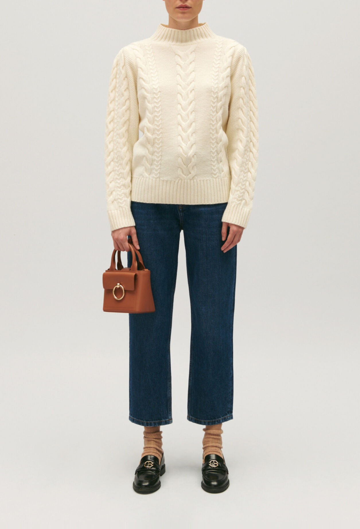 Pull maille torsadée écru
