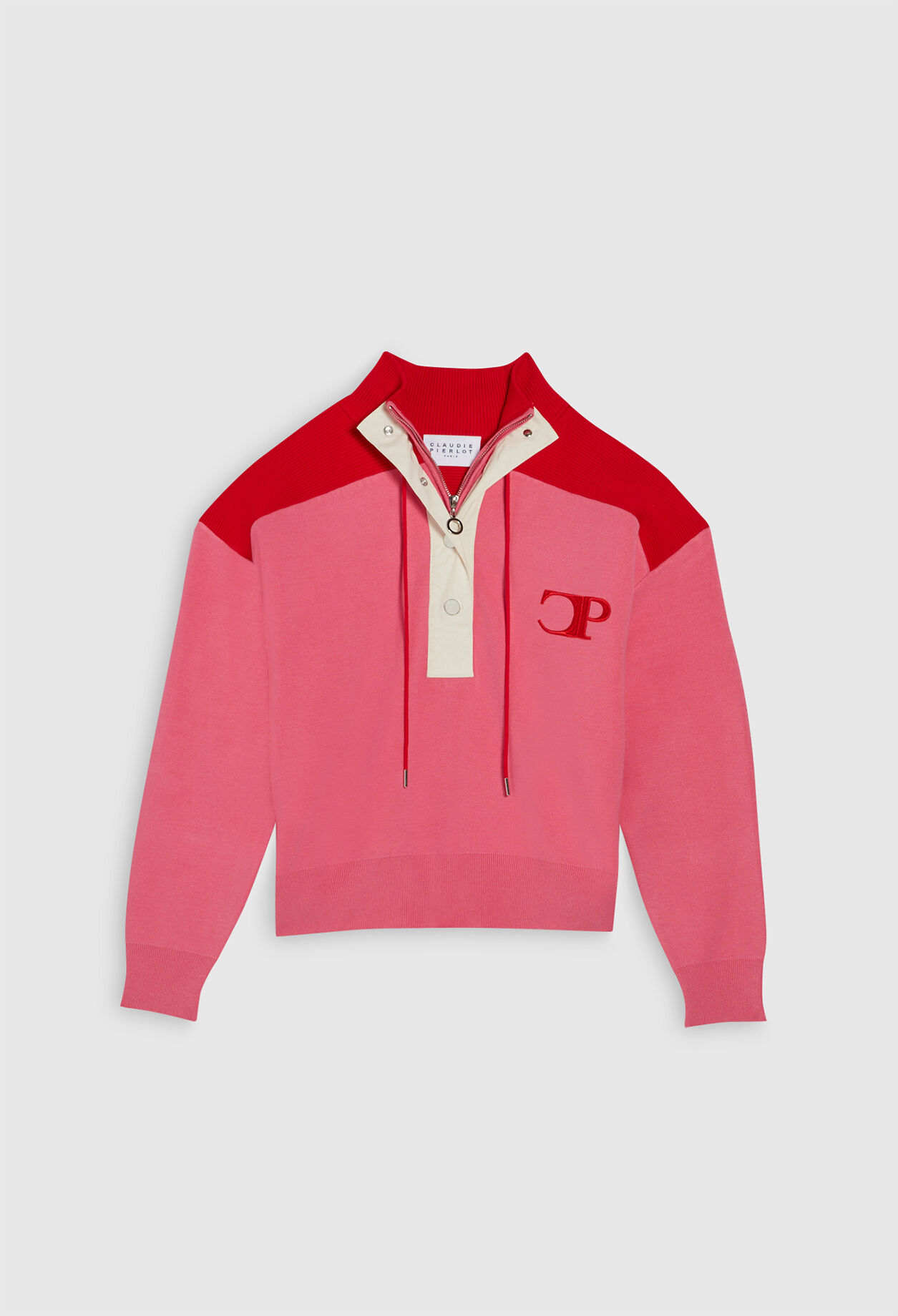 Sweatshirt à col montant boutonné