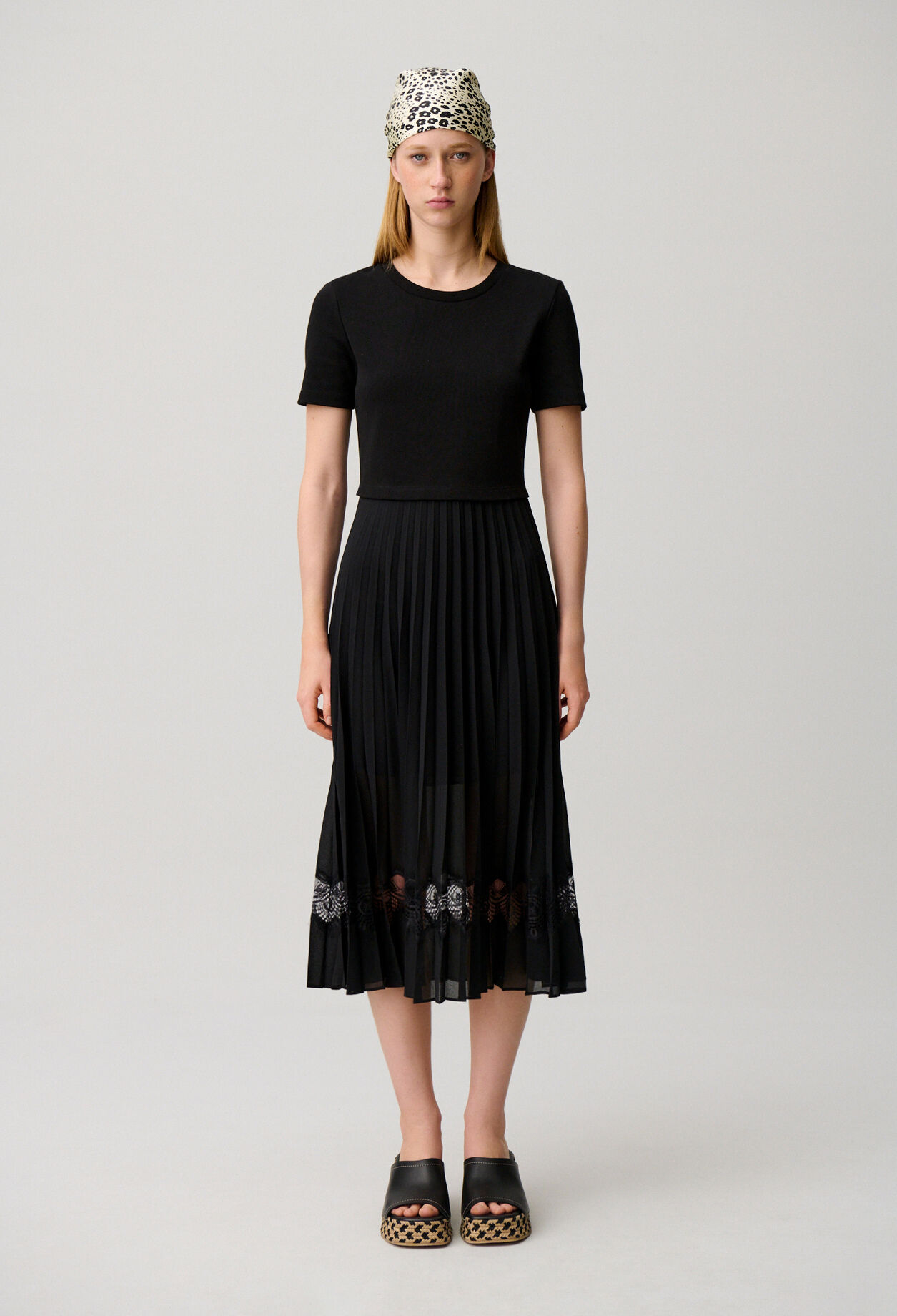 Robe midi Twist bi-mati&egrave;re noire