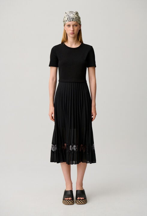Robe midi Twist bi-mati&egrave;re noire