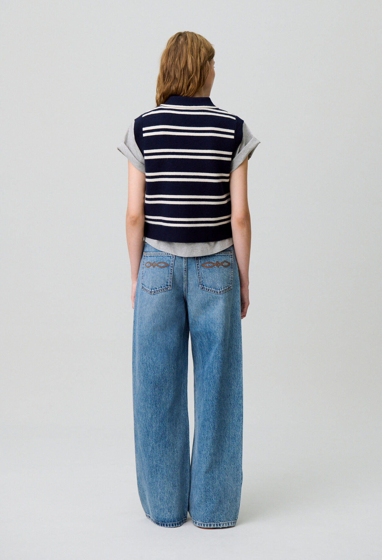 Cardigan rayé sans manches