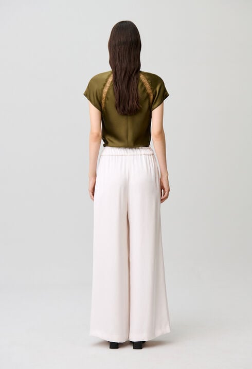 Pantalon fluide satin&eacute;