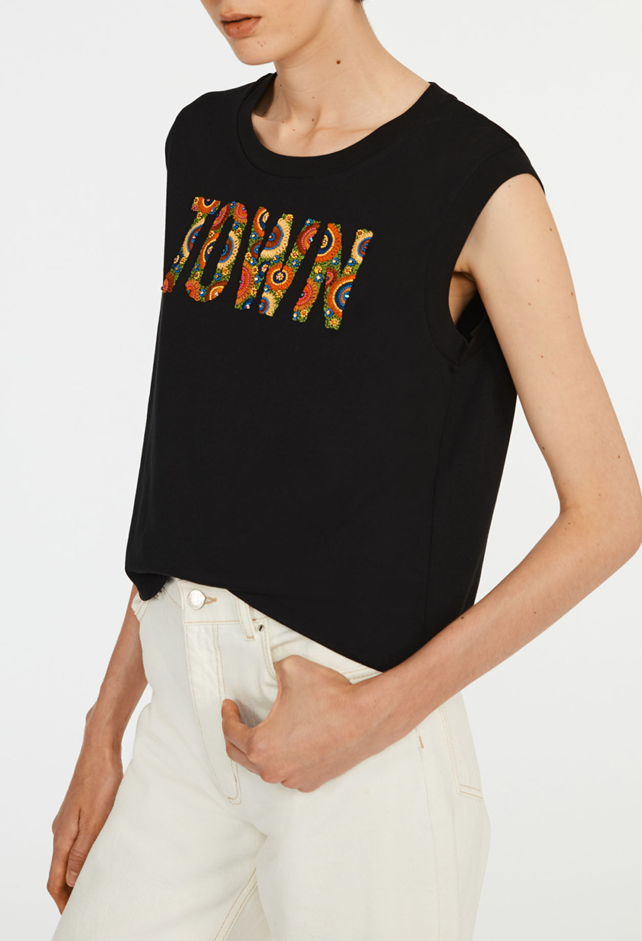 T-shirt brodé en coton