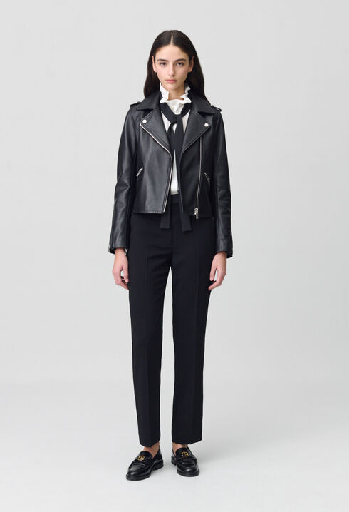 Veste cuir lisse cintrée