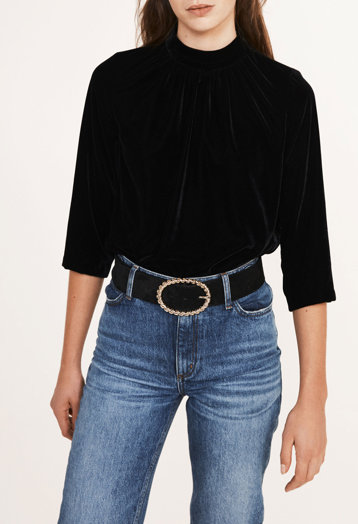 Blouse en velours noir