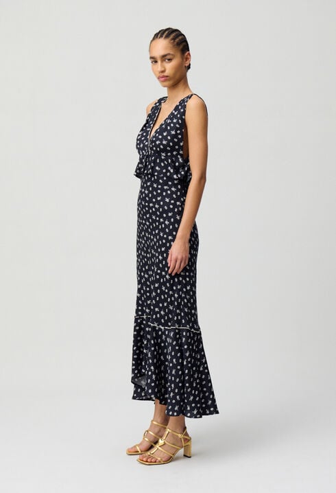Robe longue volantée