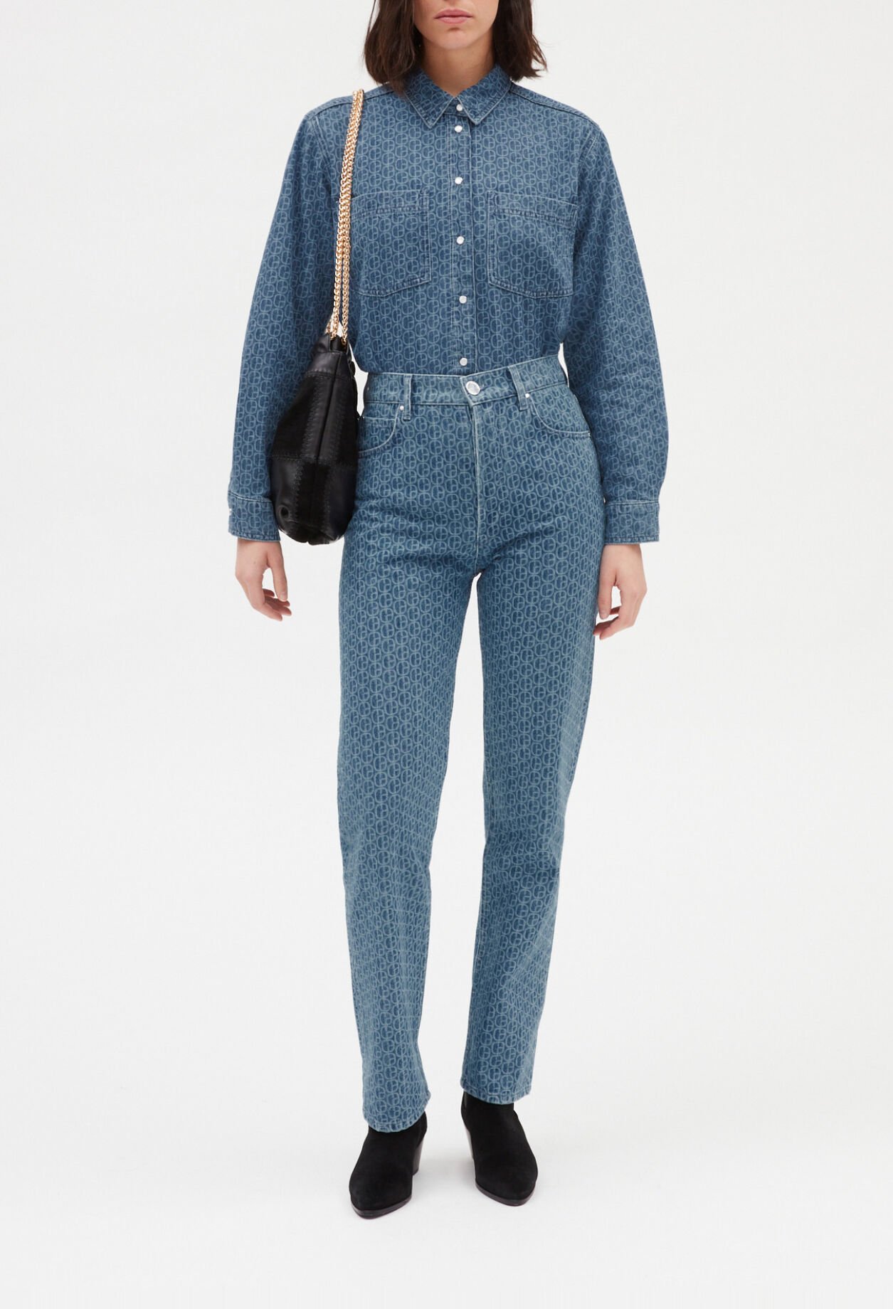 Chemise jean monogramme bleu