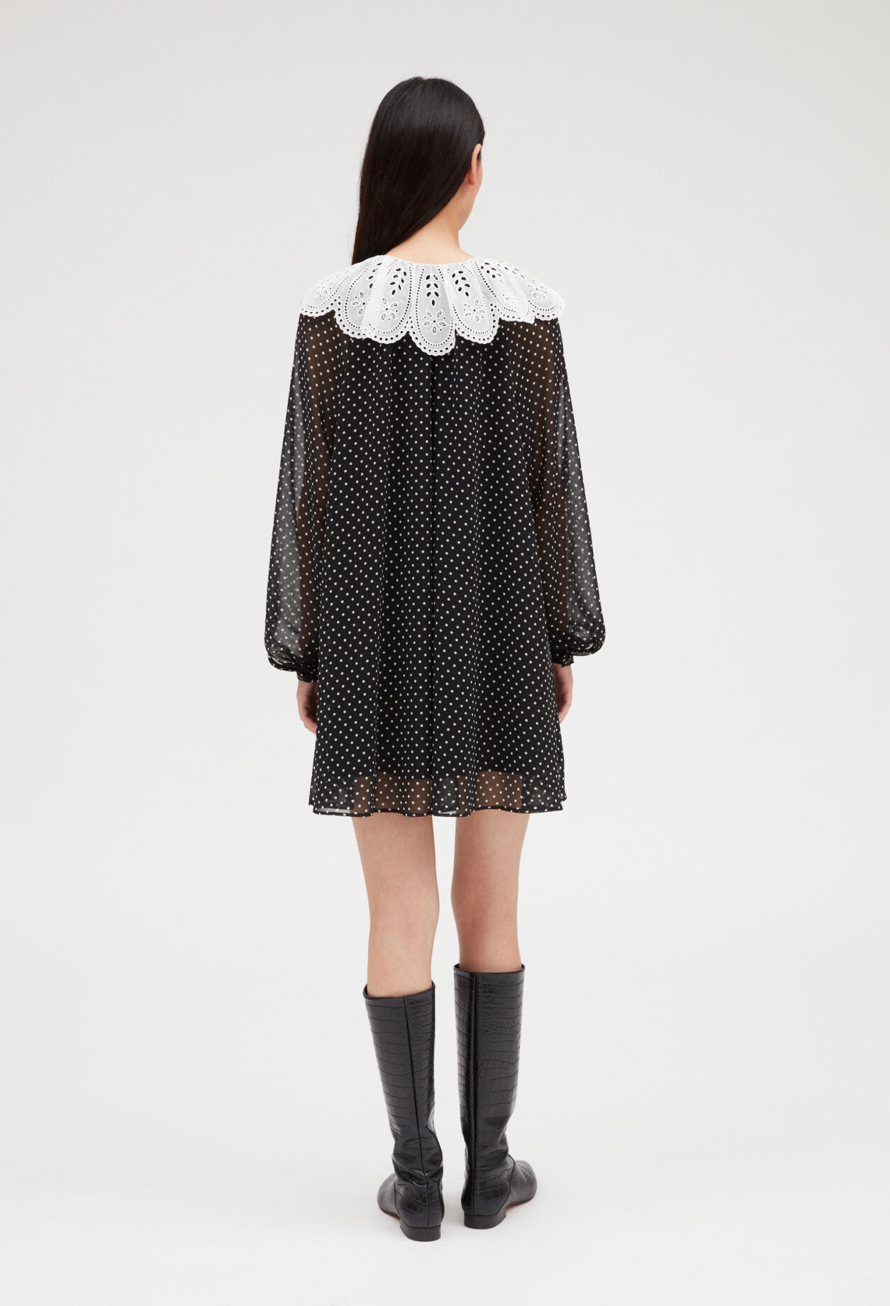 Robe courte Rifi large col imprimé pois