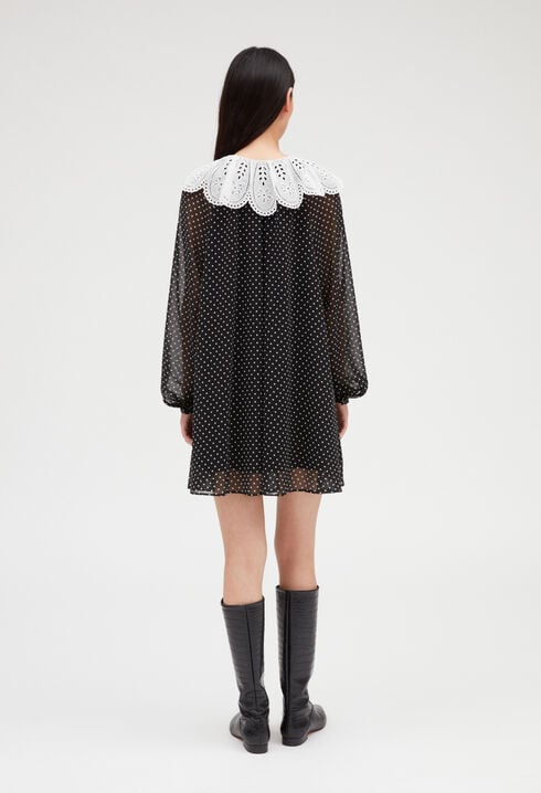 Robe courte Rifi large col imprimé pois