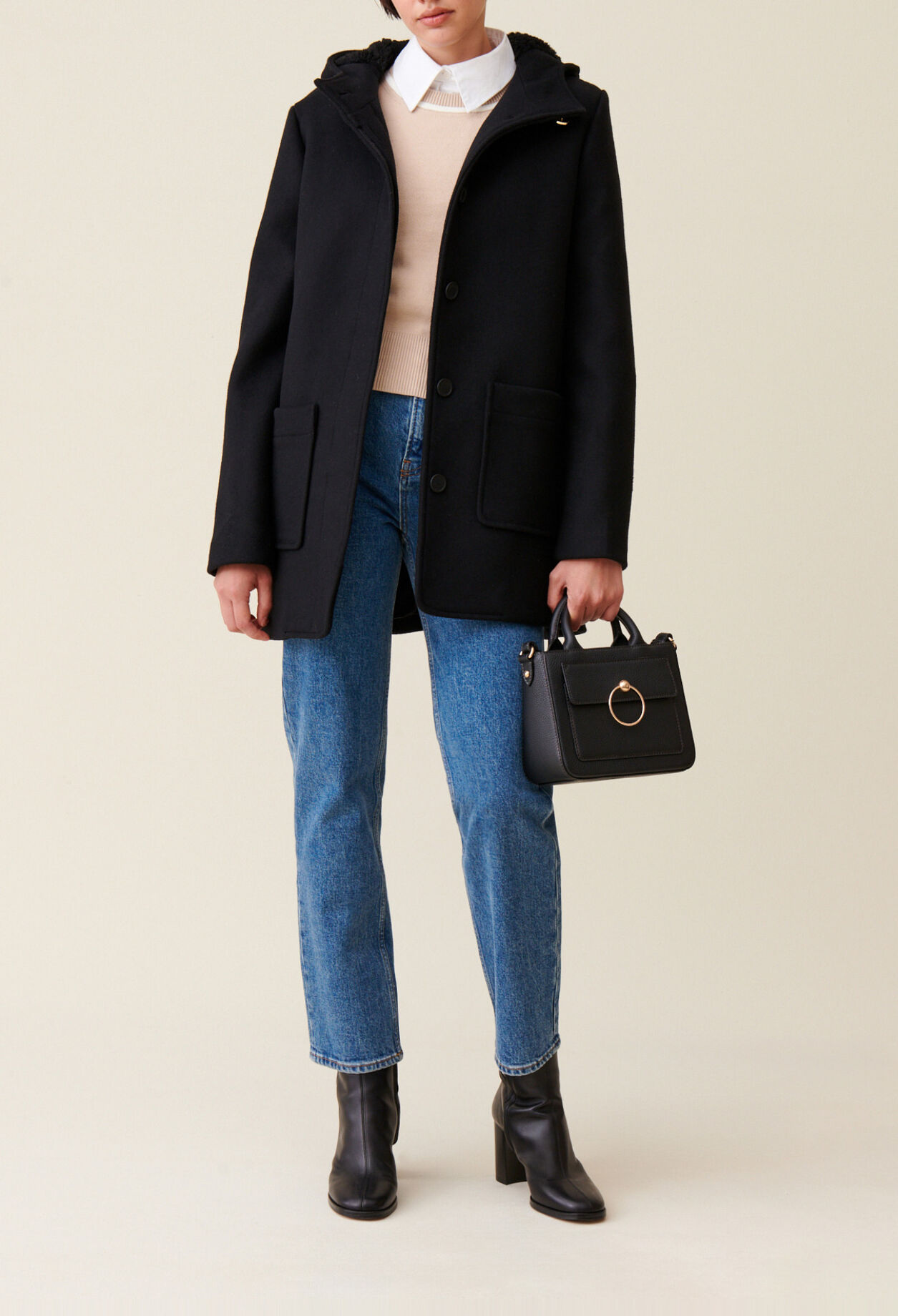 Manteau capuche noir