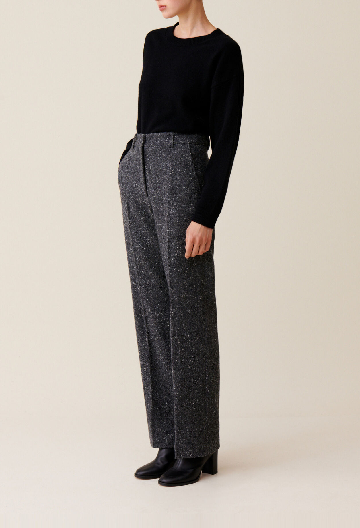 Pantalon tailleur laine gris