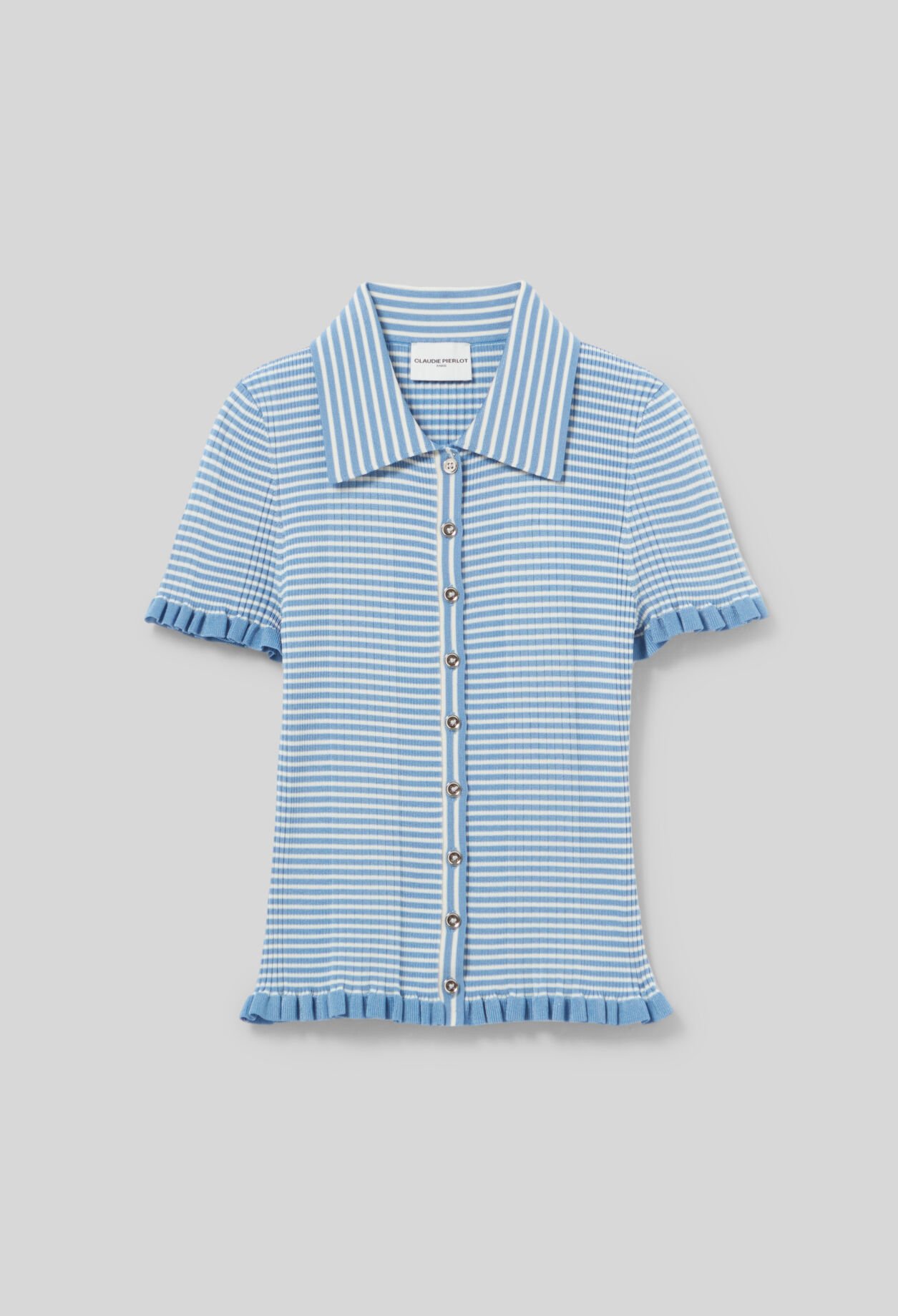Top polo rayures boutonné