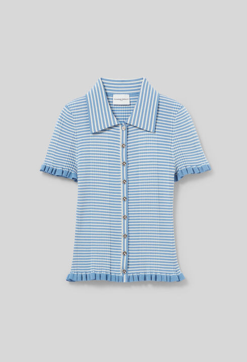 Top polo rayures boutonné