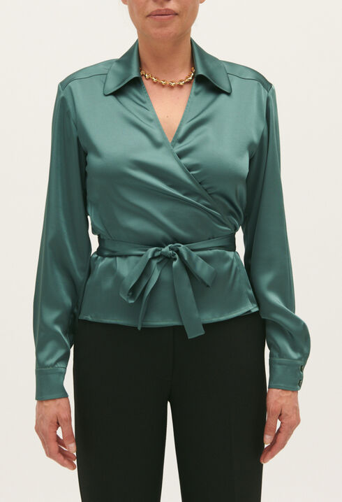 Blouse cache-cœur verte