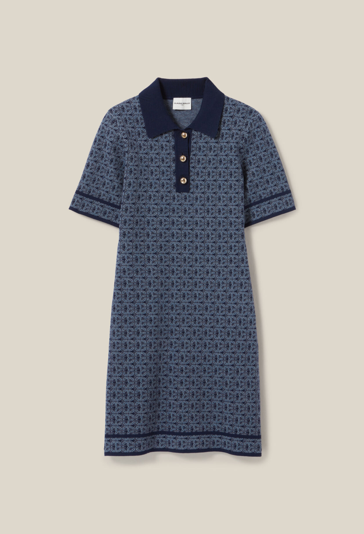 Robe courte monogramme marine