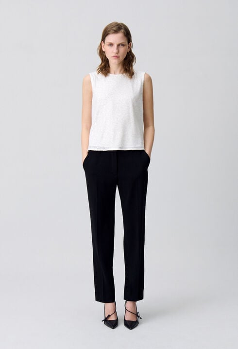 Top sans manches sequins écru