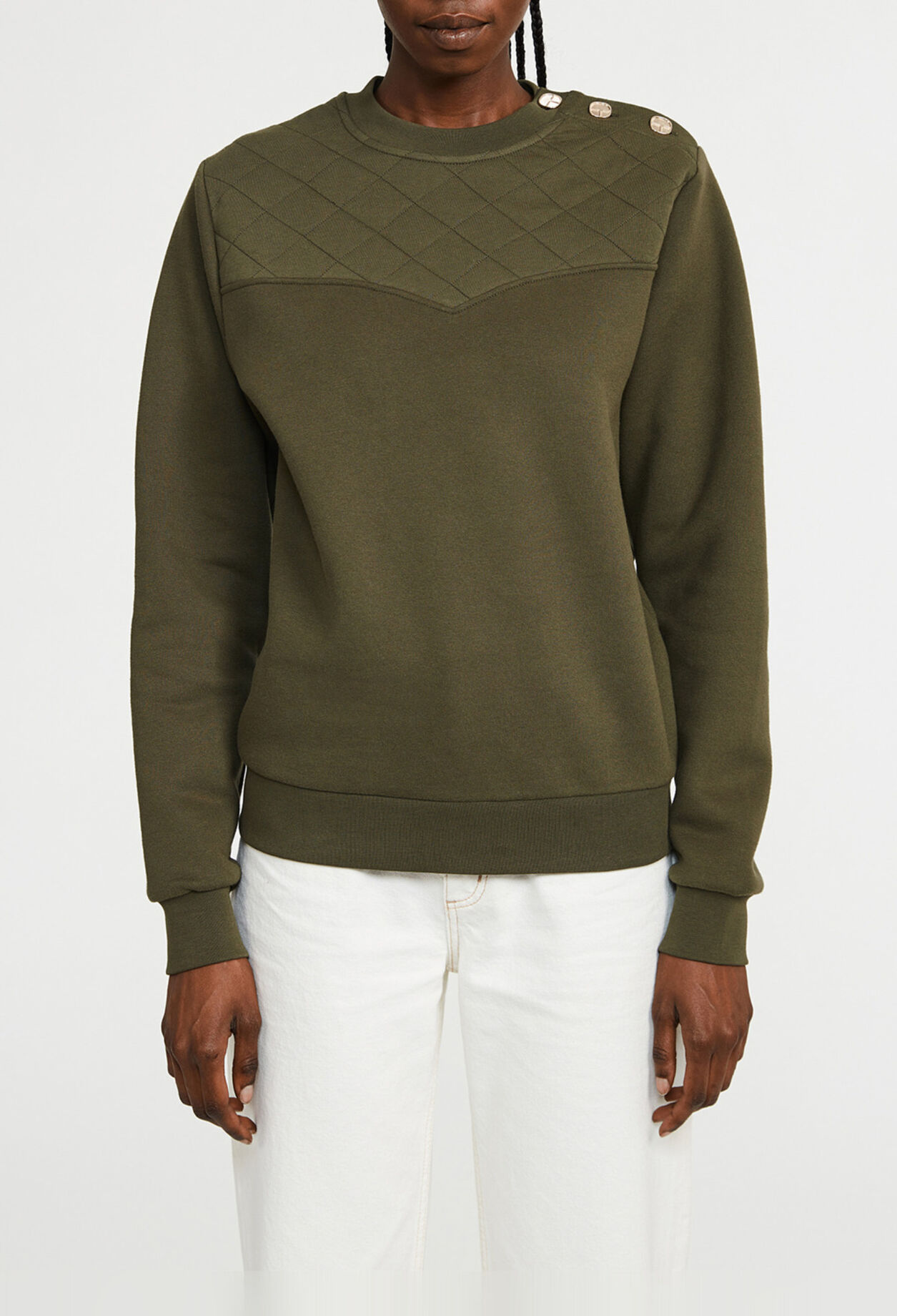 Sweatshirt kaki à manches longues