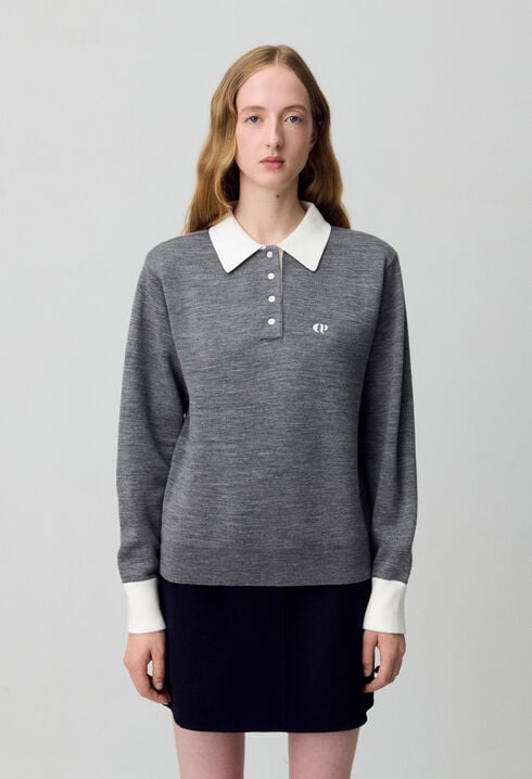 Pull polo maille fine