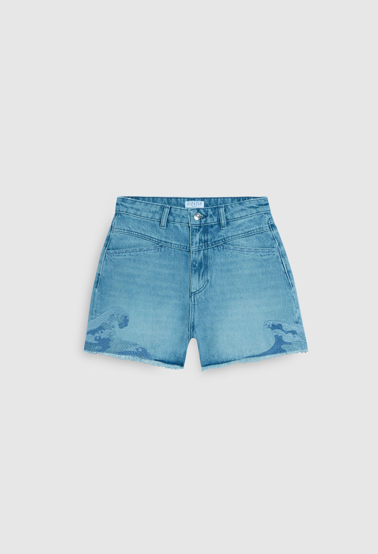 Short court en denim délavé