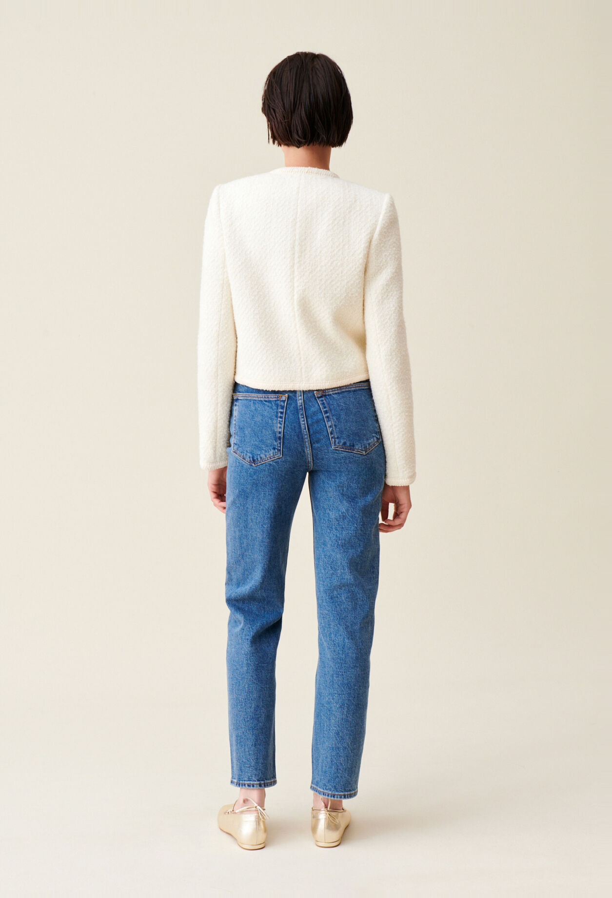 Veste courte tweed ivoire 