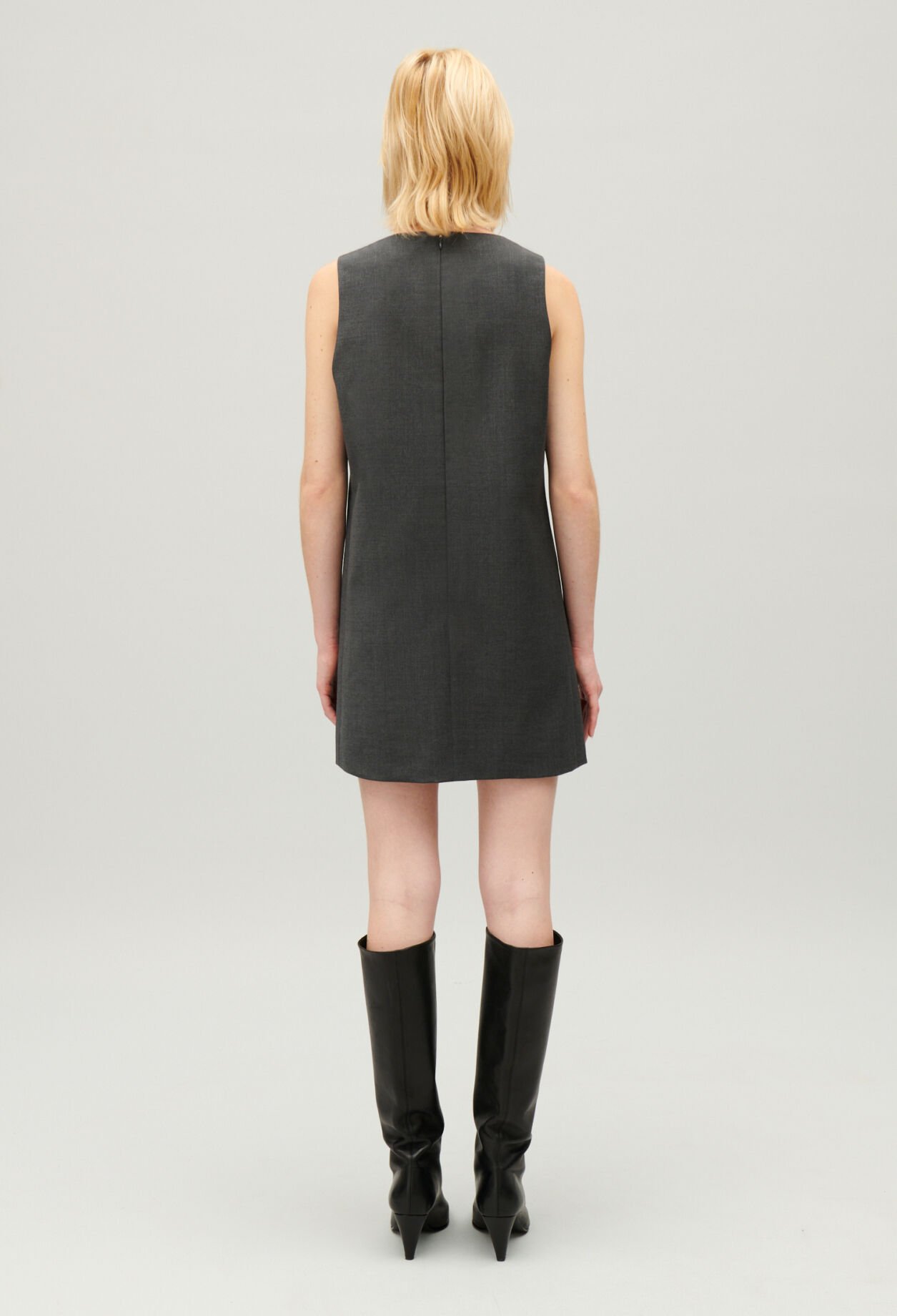 Robe courte gris chiné