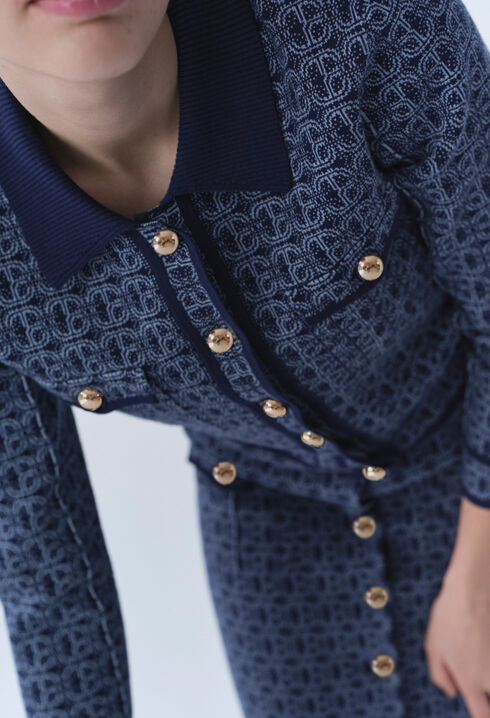 Cardigan monogramme CP col chemise