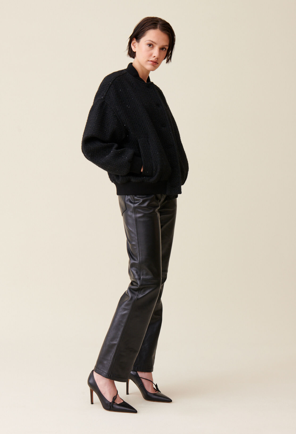 Bomber tweed noir