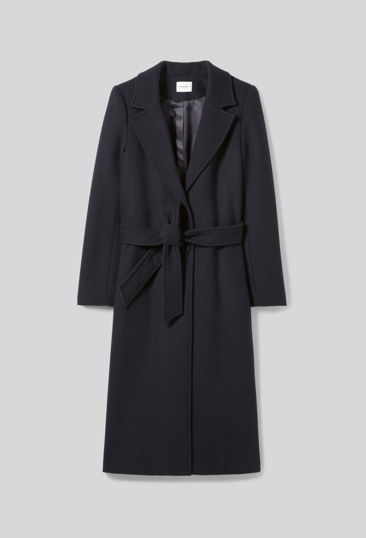 Manteau long croisé laine