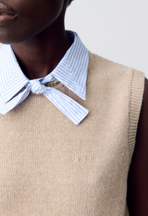 Pull sans manches col amovible