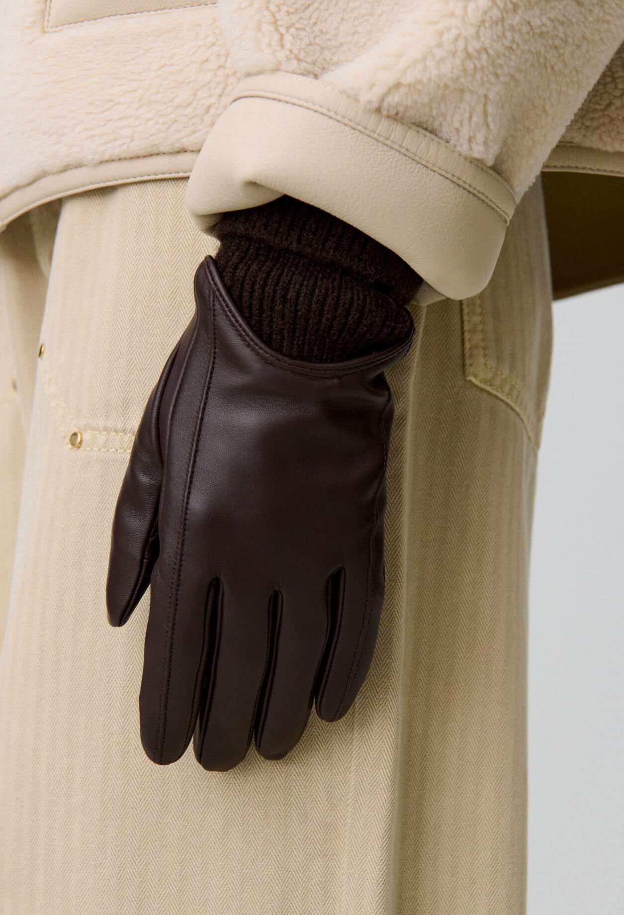 Gants cuir et maille