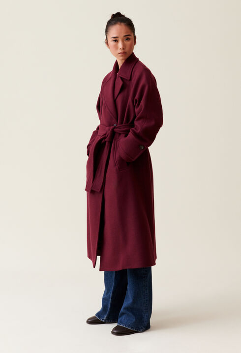 Manteau long esprit trench bordeaux