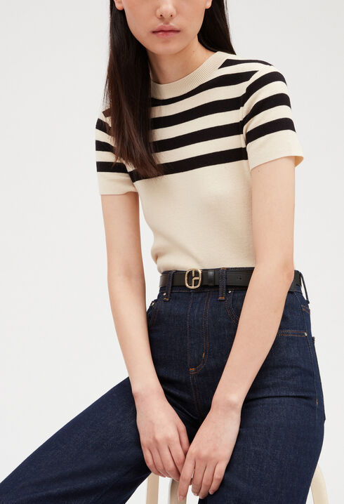 Pull bicolore manches courtes