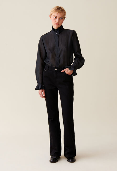 Chemise fluide col volanté rayures