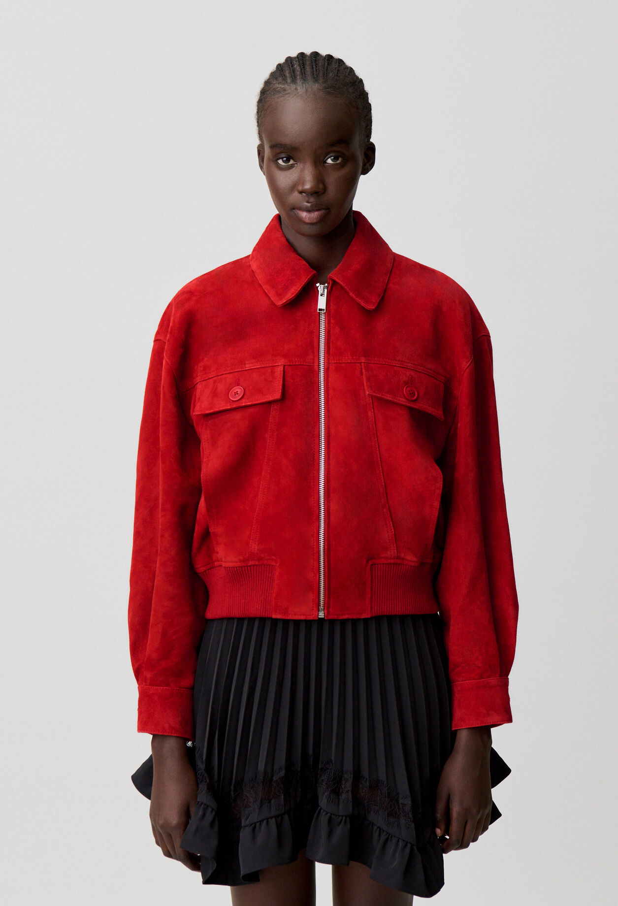 Blouson croute rouge