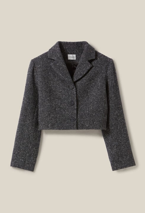 Veste tweed gris laine mélangée 