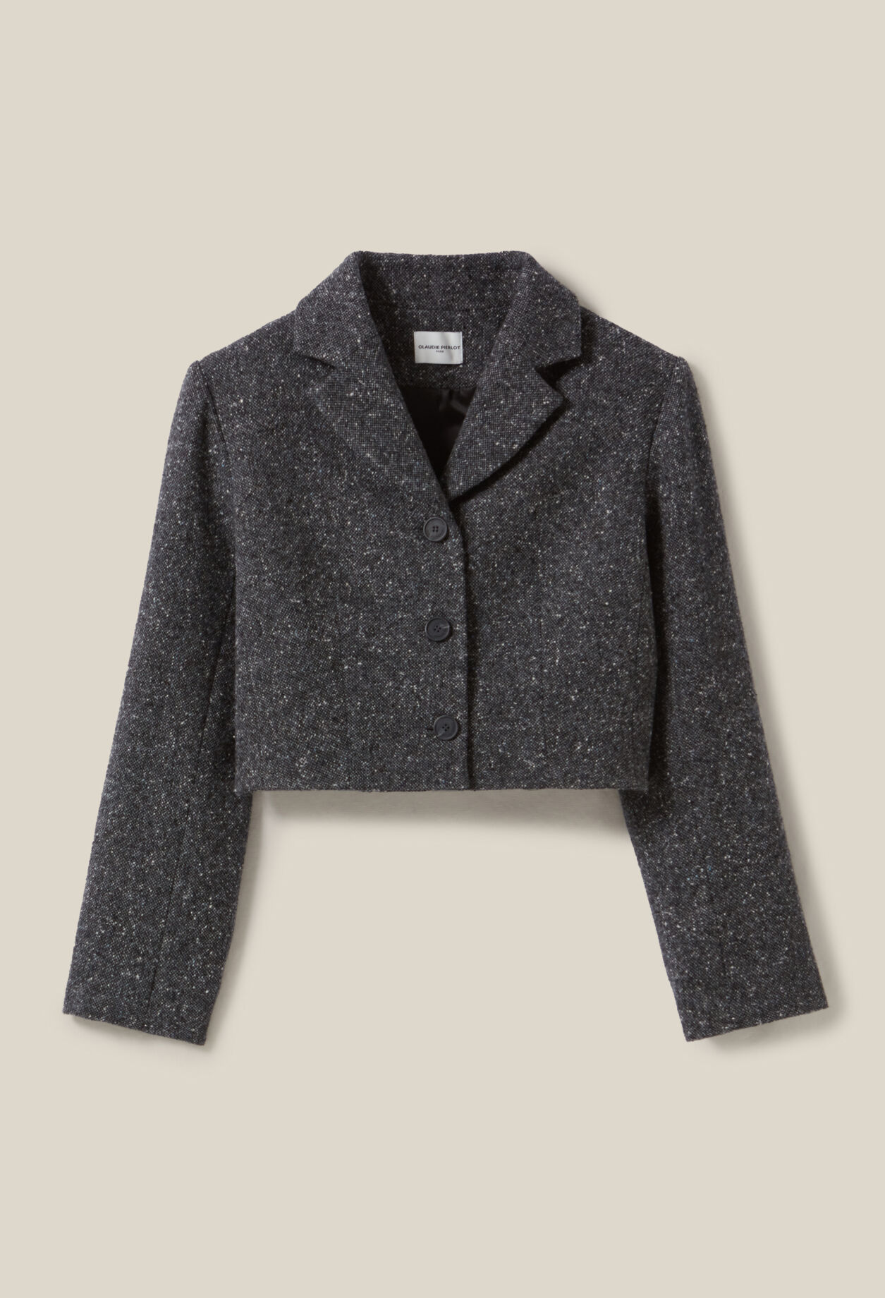 Veste tweed gris laine mélangée