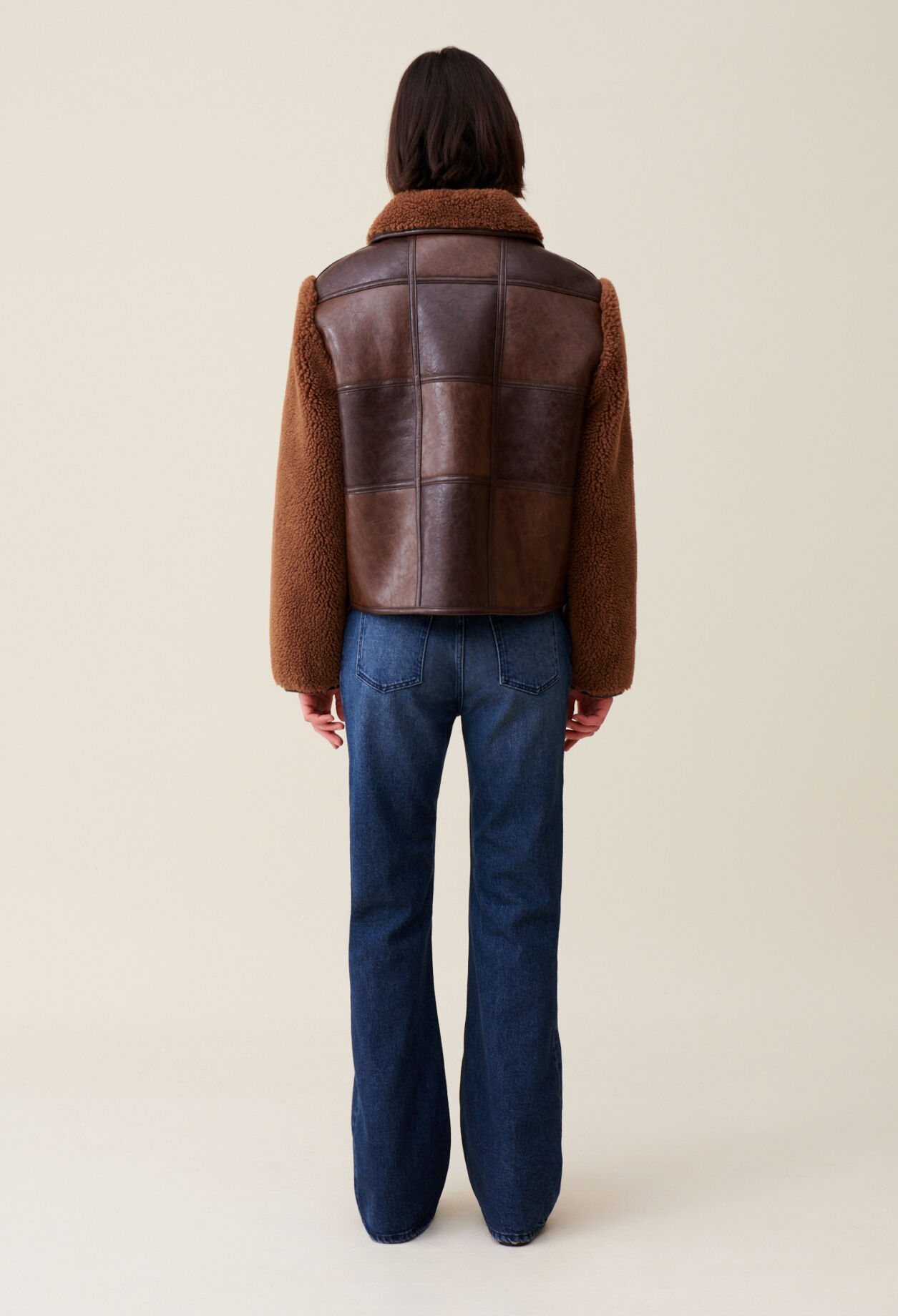 Veste bi-matière courte bicolore