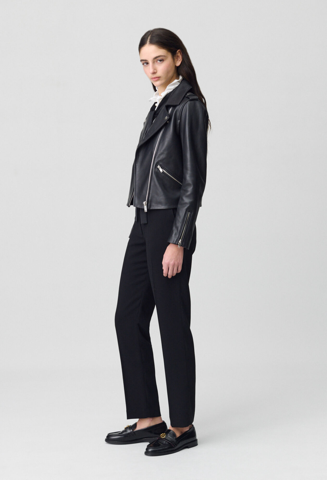 Veste cuir lisse cintrée