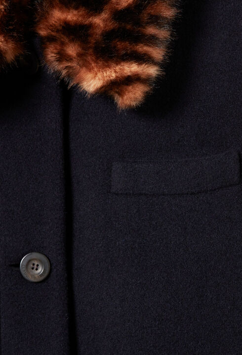 Manteau long laine l&eacute;opard