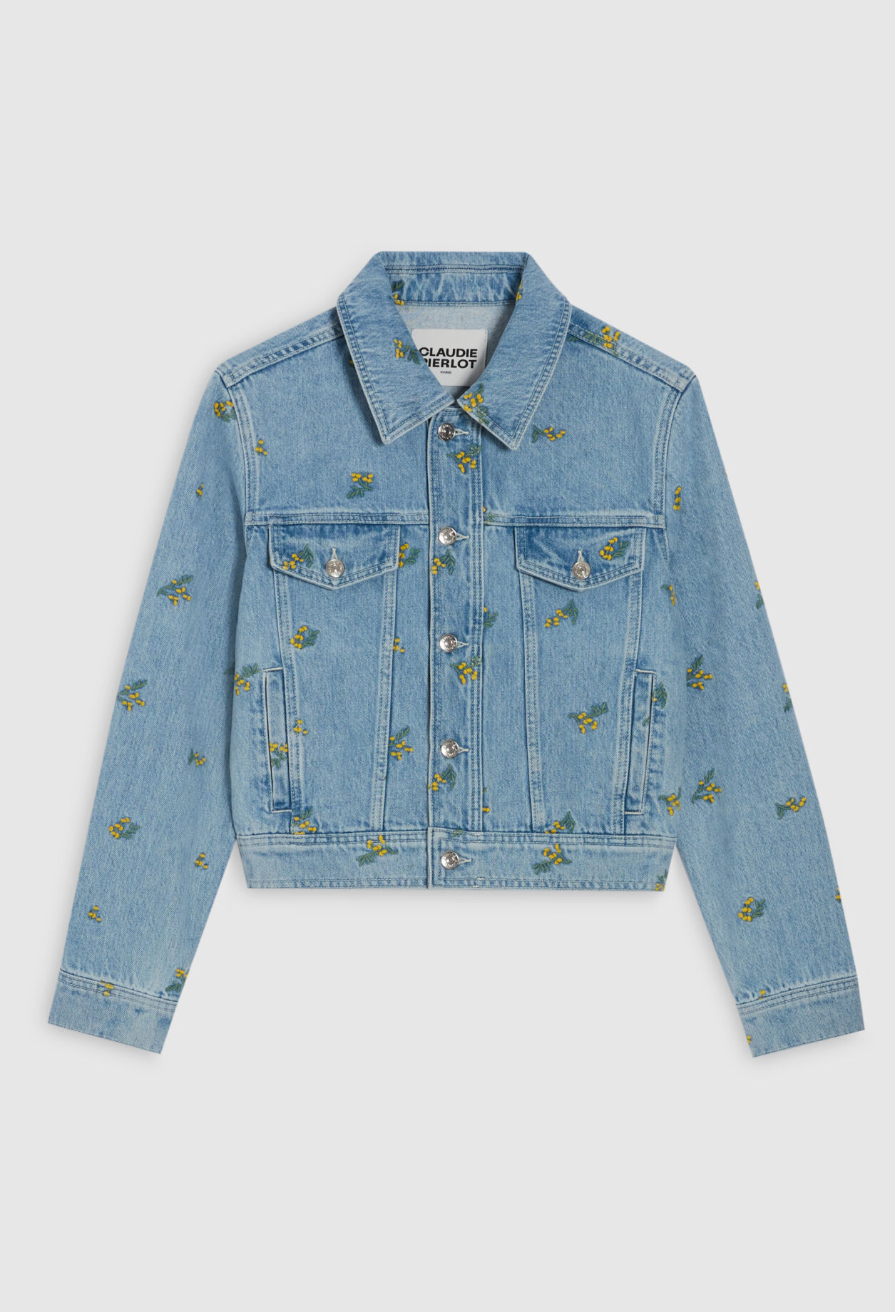 Veste jean broderies mimosa