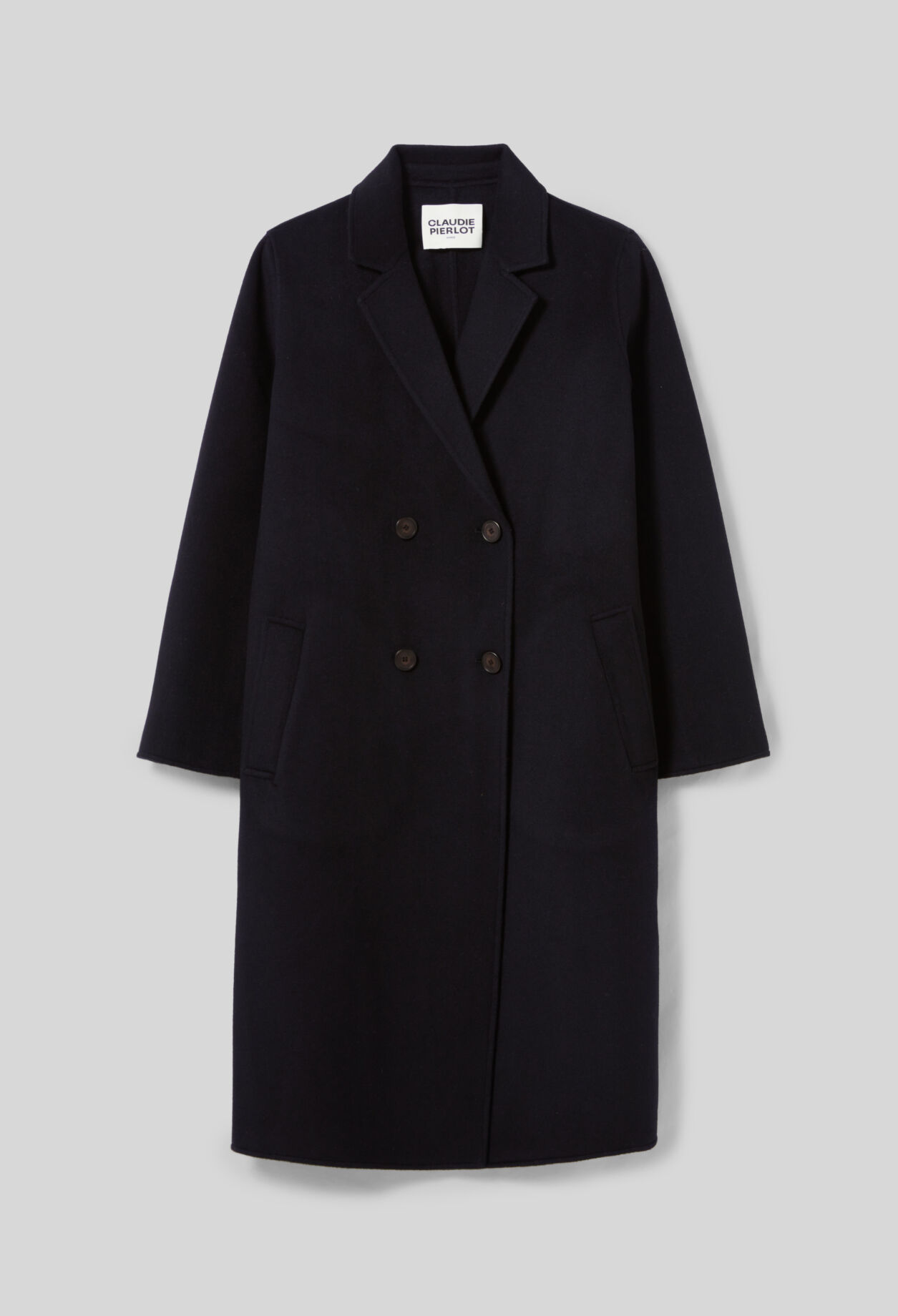 Manteau laine mi-long bleu marine